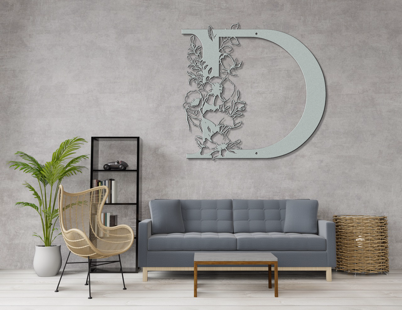 Floral D monogram
