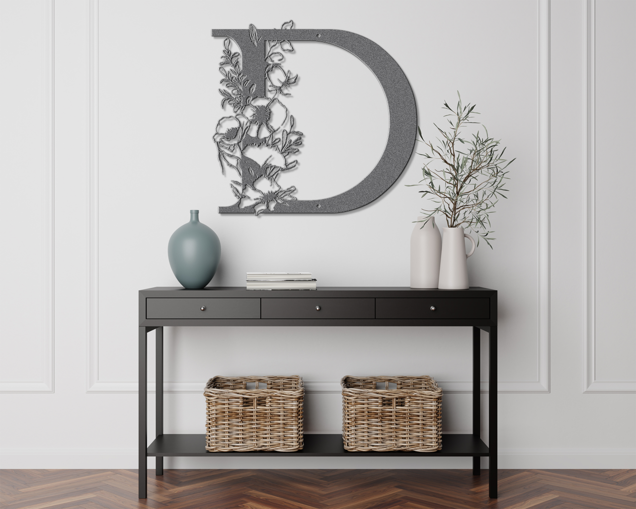 Floral D monogram