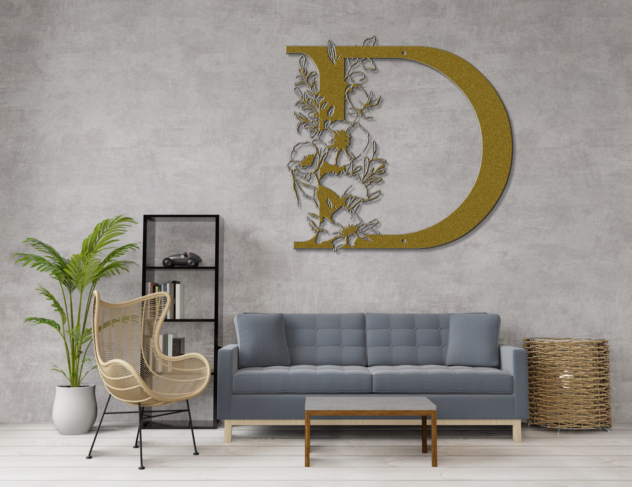 Floral D monogram
