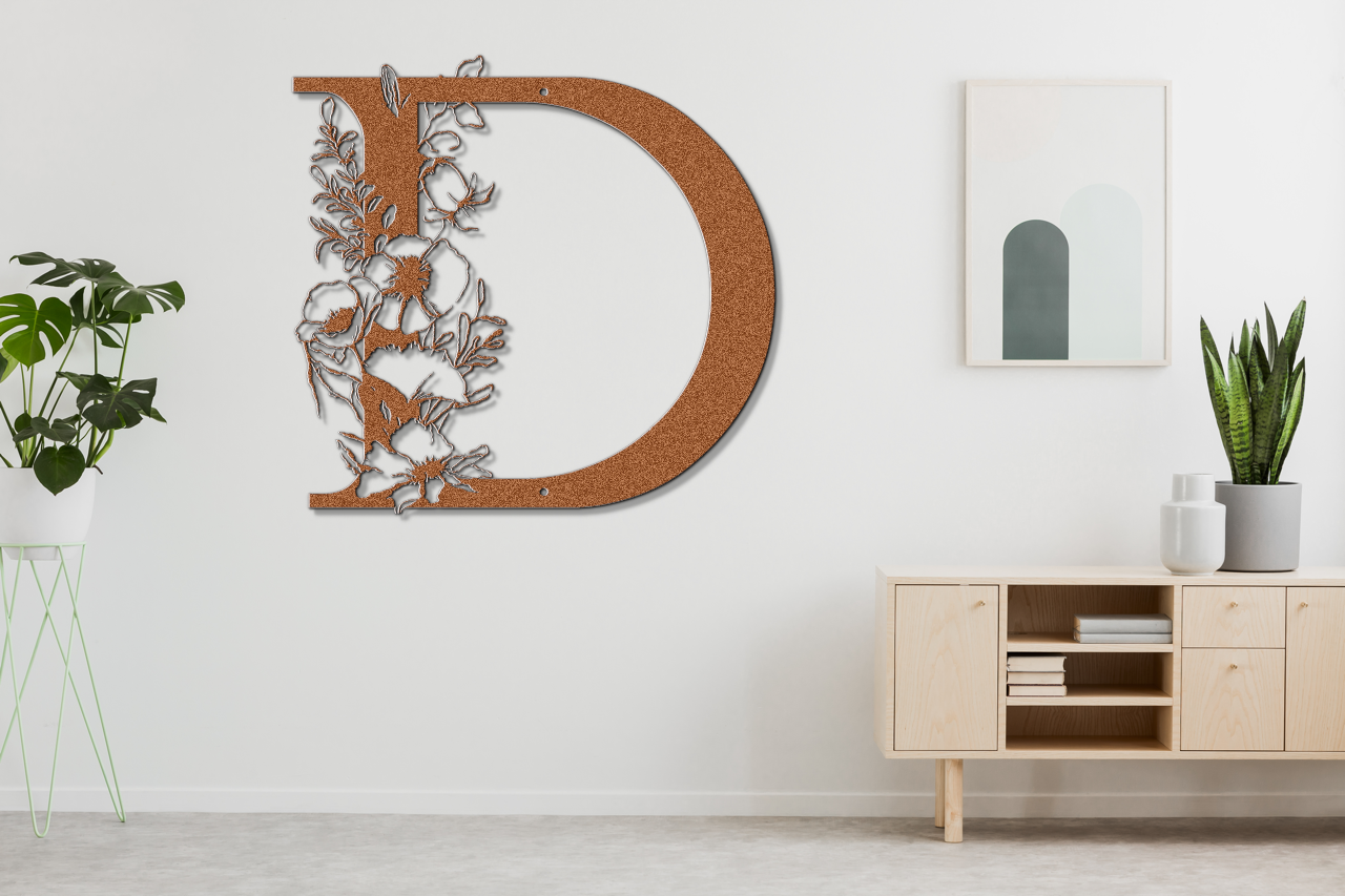 Floral D monogram