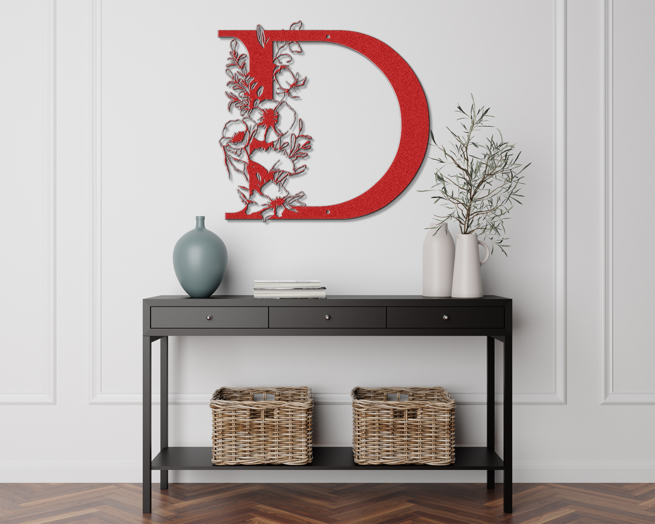 Floral D monogram