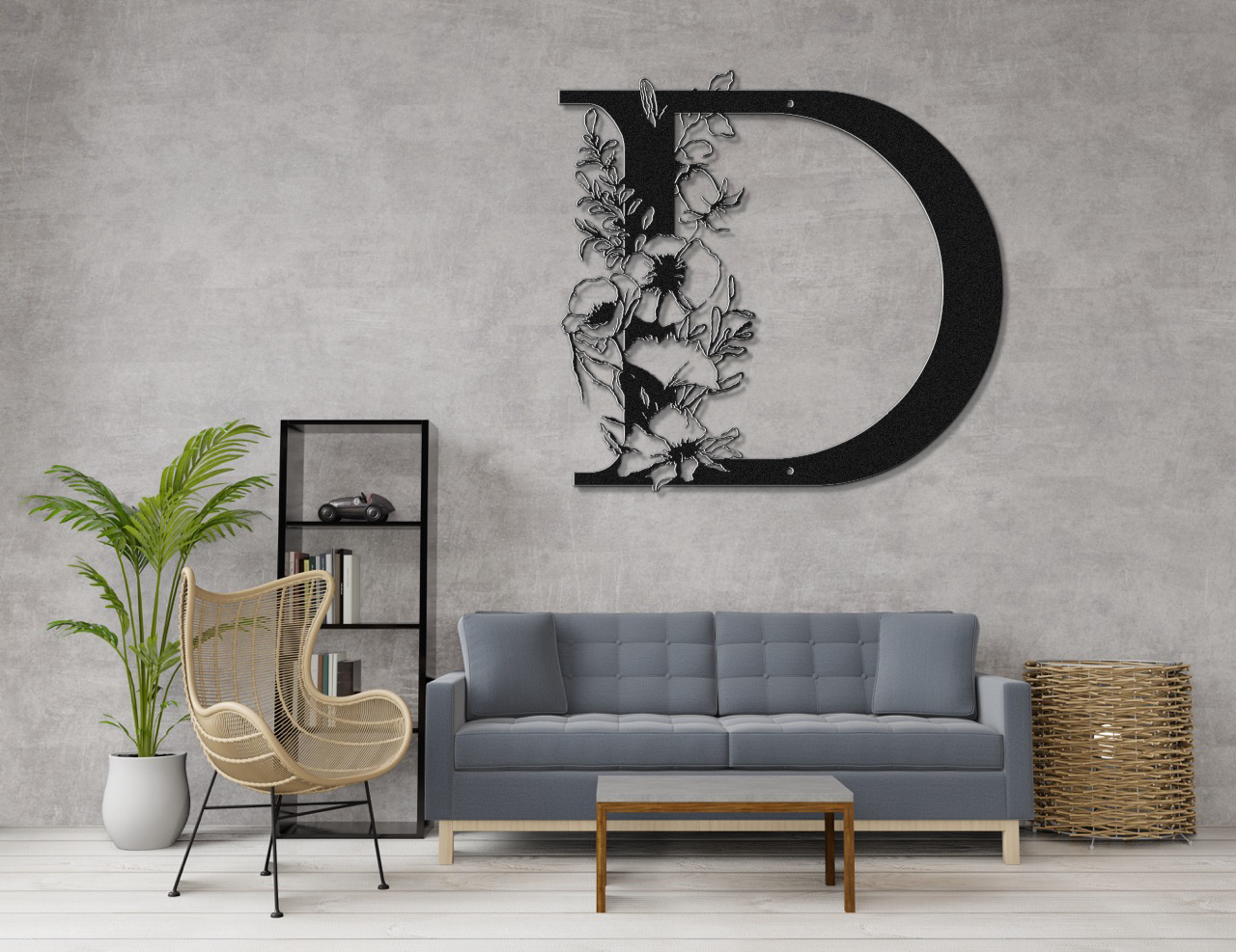 Floral D monogram