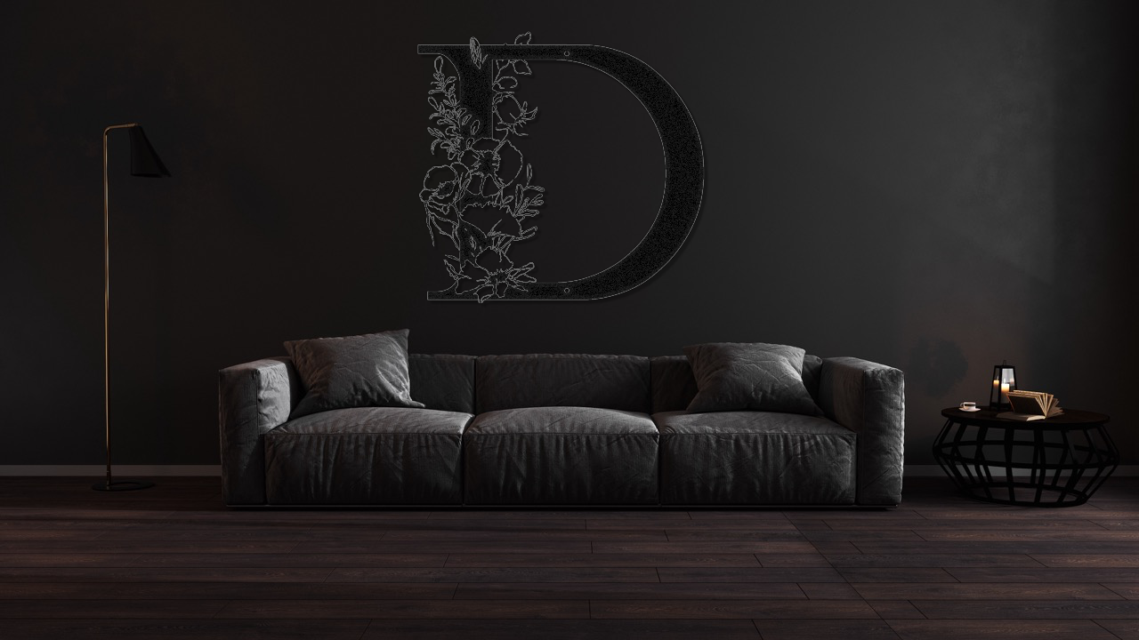 Floral D monogram