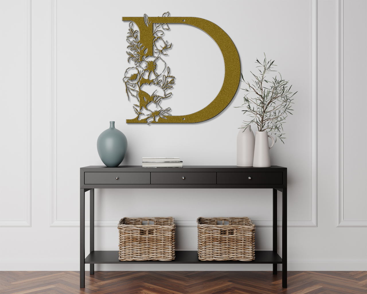 Floral D monogram